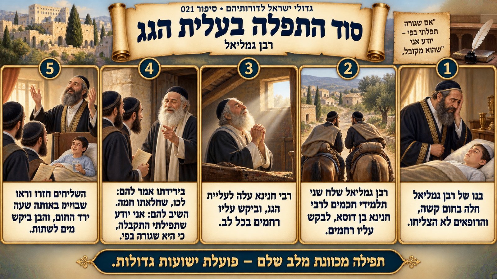 תמונת סיכום — רבן גמליאל: סוד התפלה בעלית הגג